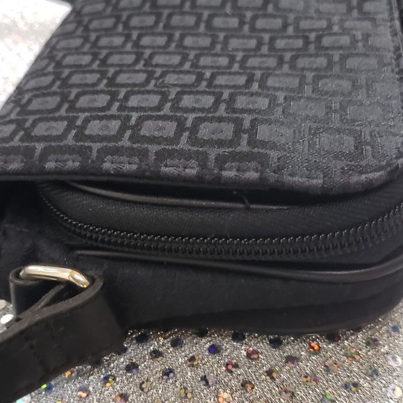 Black Patterned Multi Pocket Shoulder Bag/Purse - Picture 4 of 6